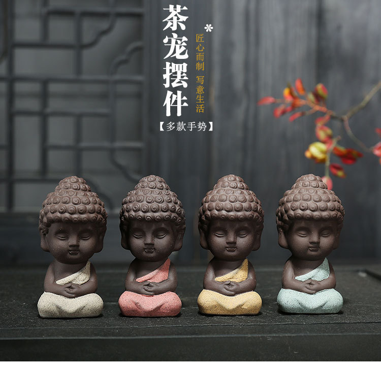 Boutique Ceramic Handmade Tea Ornaments Buddha Statue Small Buddha Yixing Clay Colored Clay Little Monk Car Decoration Boutique Ceramic Handmade Tea Ornaments Buddha Statue Small Buddha Yixing Clay Colored Clay Little Monk Car Decoration