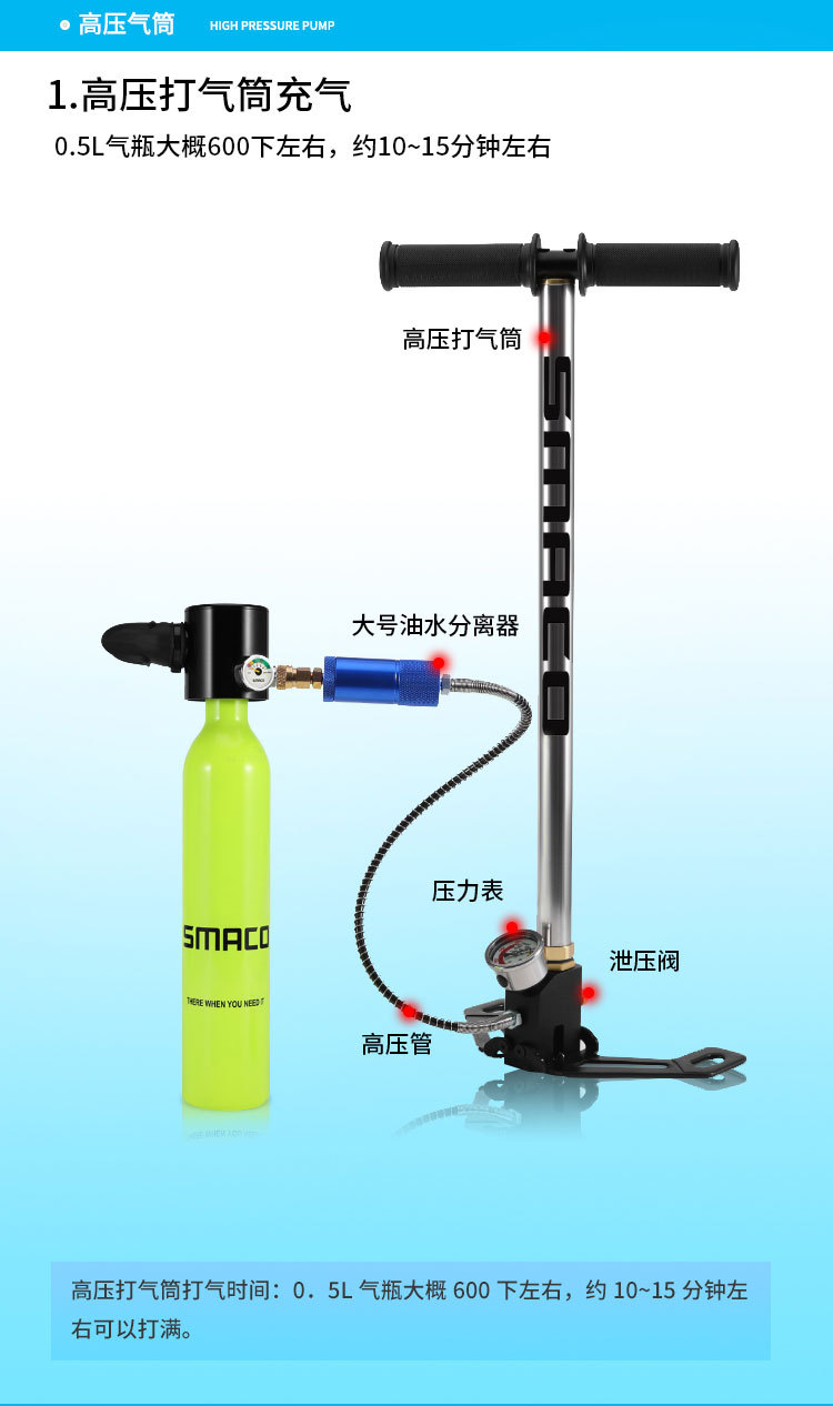 Smaco Respirator Diving Oxygen Cylinder Mini-Portable Deep Diving Lung Respirator Swimming Product Snorkel Smaco Respirator Diving Oxygen Cylinder Mini-Portable Deep Diving Lung Respirator Swimming Product Snorkel
