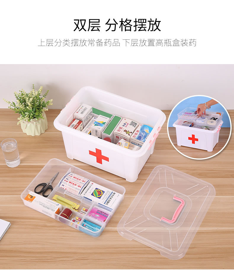 Family medicine box medicine box large layered transparent portable family medicine box medicine small first aid box Family medicine box medicine box large layered transparent portable family medicine box medicine small first aid box