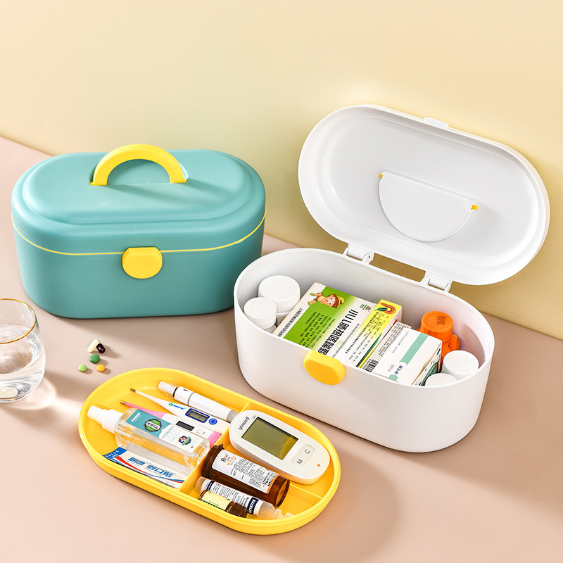 Household Plastic Medicine Cabinet Large Capacity Medicine Storage Box Moisture-Proof First Aid Kit