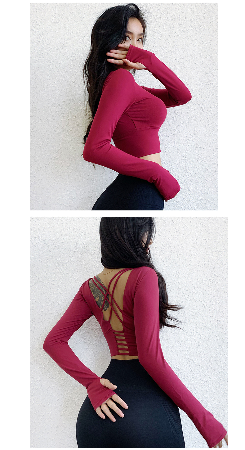 Fall Slim Fit Beauty Back Yoga Workout Clothes with Chest Pad Sports T-shirt Running Sexy Tight Long Sleeve Yoga Jacket Fall Slim Fit Beauty Back Yoga Workout Clothes with Chest Pad Sports T-shirt Running Sexy Tight Long Sleeve Yoga Jacket