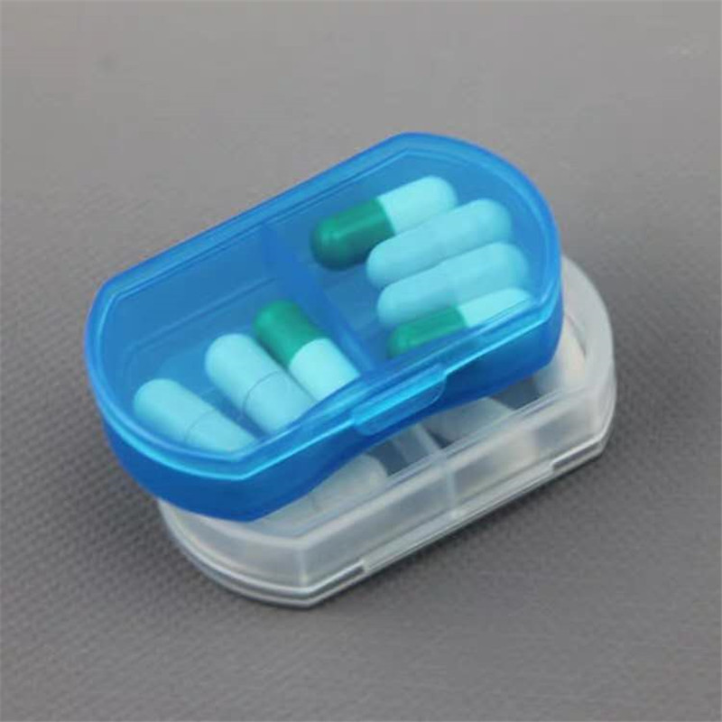 Mini Two-Compartment Medicine Box with Grid Drug Storage Easy to Carry Plastic Storage Drug Classification Printable
