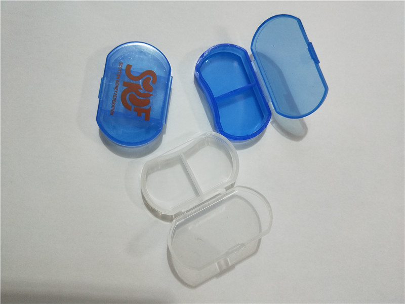 Mini Two-Compartment Medicine Box with Grid Drug Storage Easy to Carry Plastic Storage Drug Classification Printable Mini Two-Compartment Medicine Box with Grid Drug Storage Easy to Carry Plastic Storage Drug Classification Printable