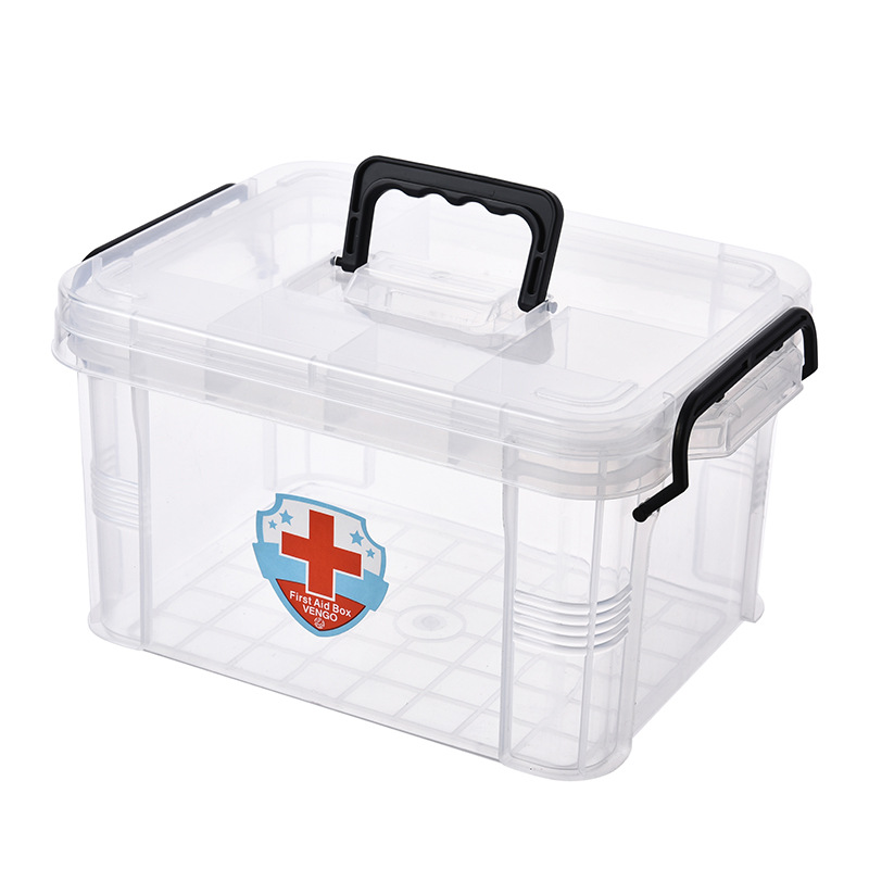Large Plastic Household Visual Emergency Medicine Box Drug Storage Box with Handle First-Aid Kit