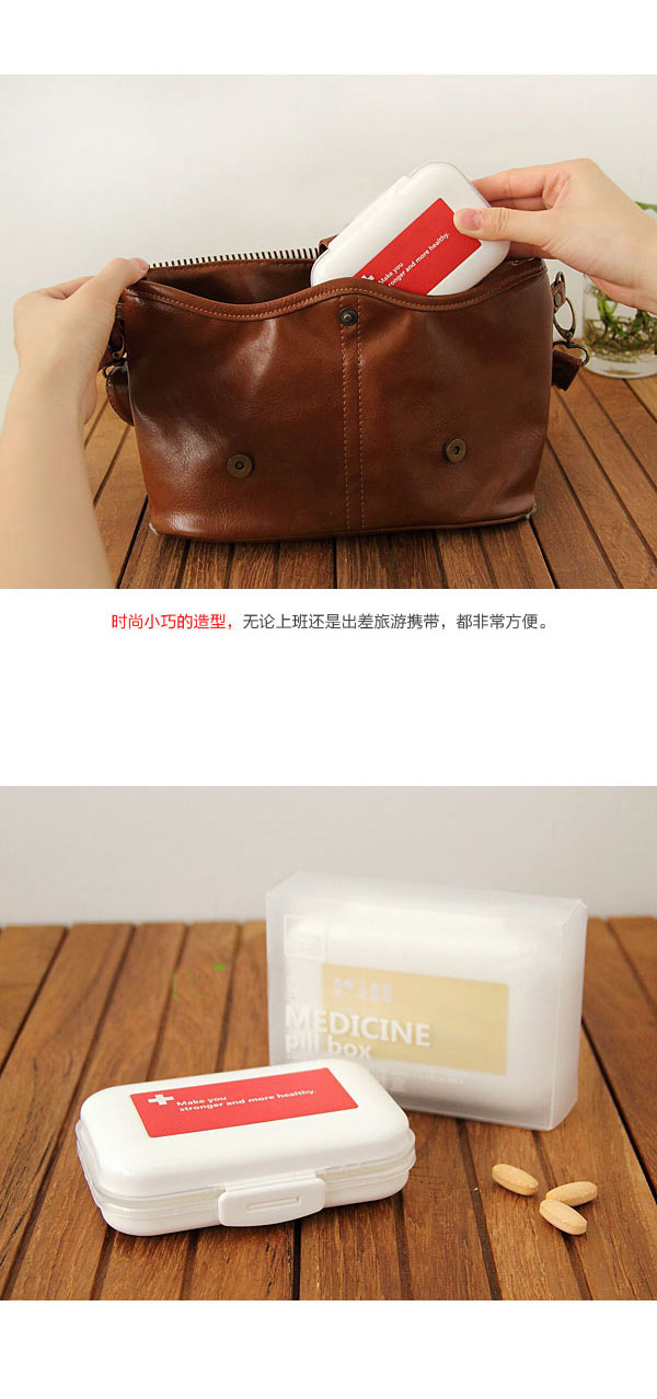 SDLP Portable Small Medicine Box 8-Cell Drug Storage Box Sealed Pill Box Travel Kit Mini 11136 a Week