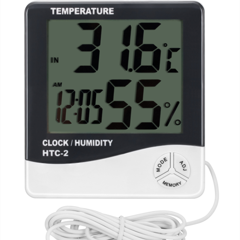 HTC-2 Indoor and Outdoor Temperature Hygrometer Household Large Screen with Probe Temperature and Humidity Meter