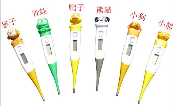 Cartoon thermometer digital display.