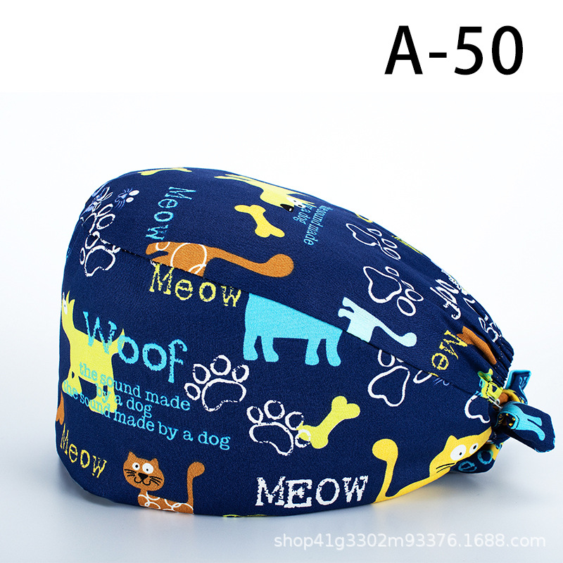 Surgical Cap Female Doctor's Cap Cotton Printed Operating Room Hat Stomatology plus Clinch Cap ICU Nurse Cap