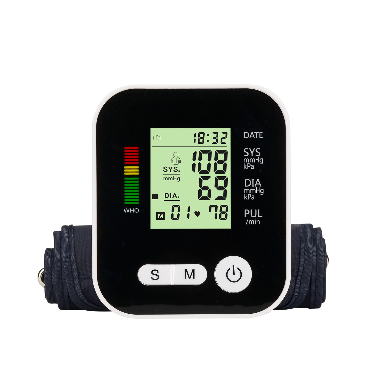 Sphygmomanometer 2019 Electronic Blood Pressure Meter Arm Blood Pressure Meter Lithium Battery Three-Color 