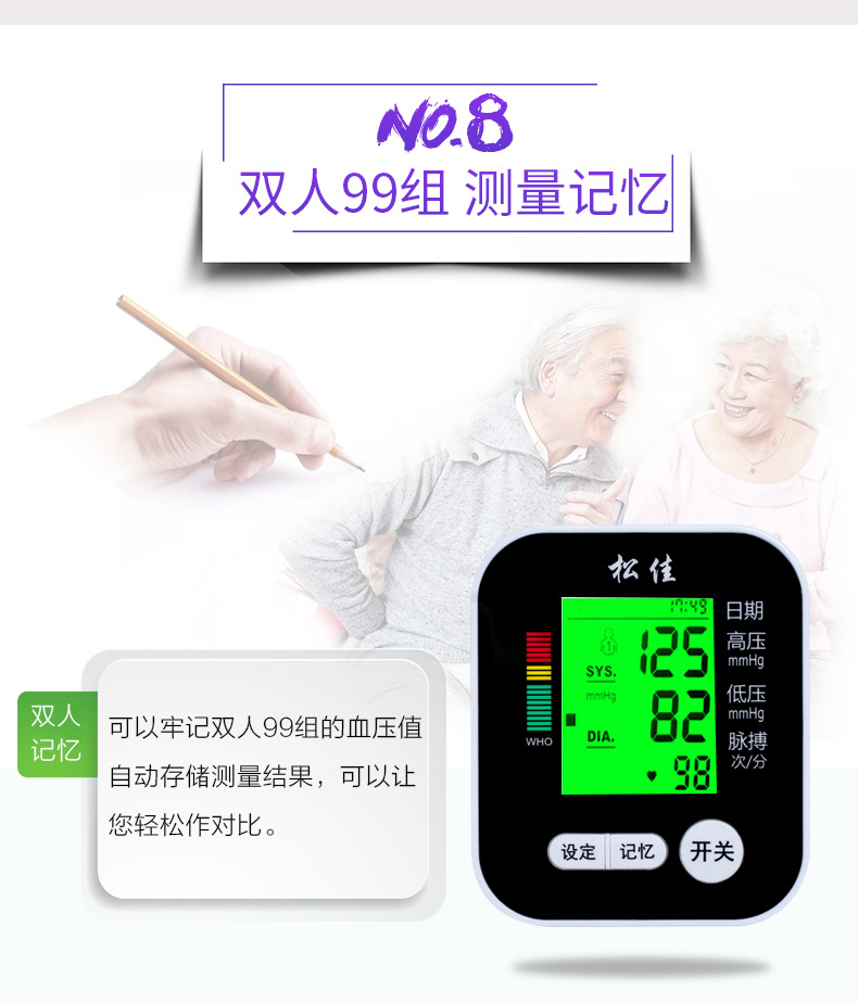 Factory Home Smart Blood Pressure Meter Electronic Blood Pressure Meter Lithium Battery Sphygmomanometer