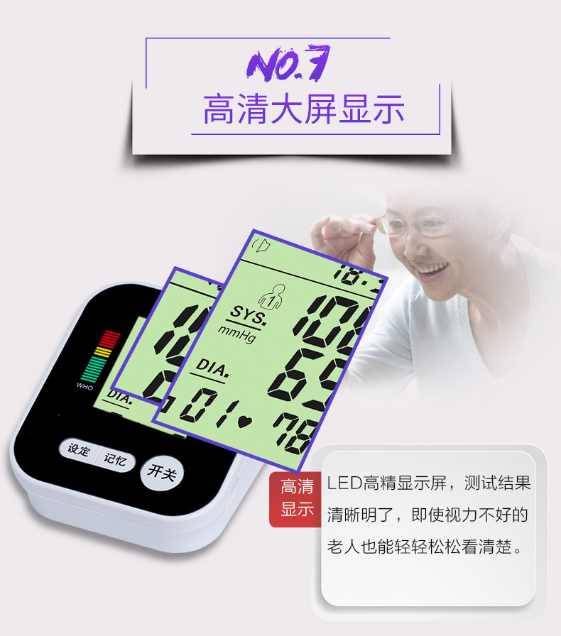 Factory Home Smart Blood Pressure Meter Electronic Blood Pressure Meter Lithium Battery Sphygmomanometer