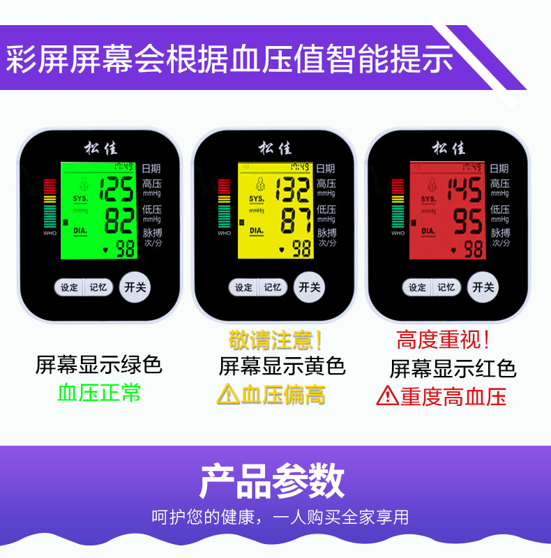Factory Home Smart Blood Pressure Meter Electronic Blood Pressure Meter Lithium Battery Sphygmomanometer