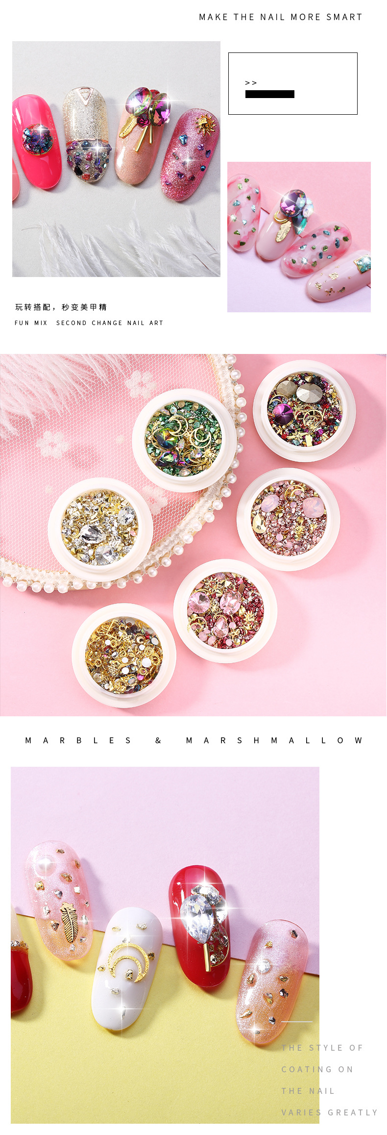 Nail Ornament New Style Diamond Ornament Nail Crystal New York Storm Set Nail Riveting Nail Nail Sticker Jewelry