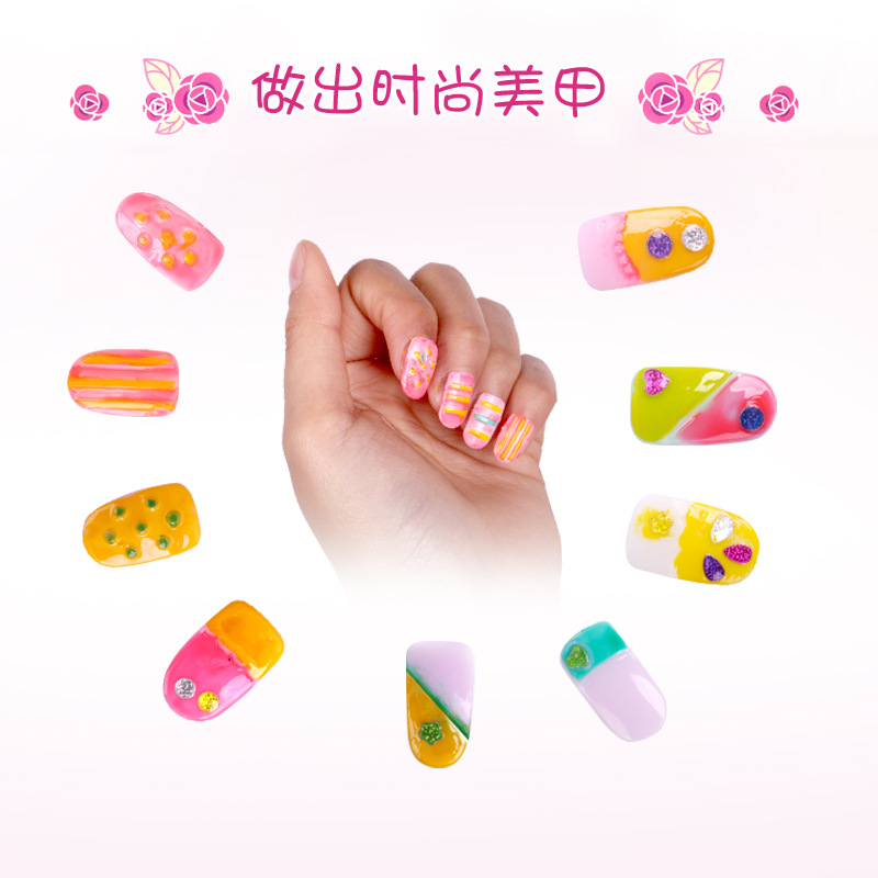 Children&#039;s Nail Box Set DIY Handmade Nail Patch Makeup Ornament Girls&#039; Toy Nail Sticker Set