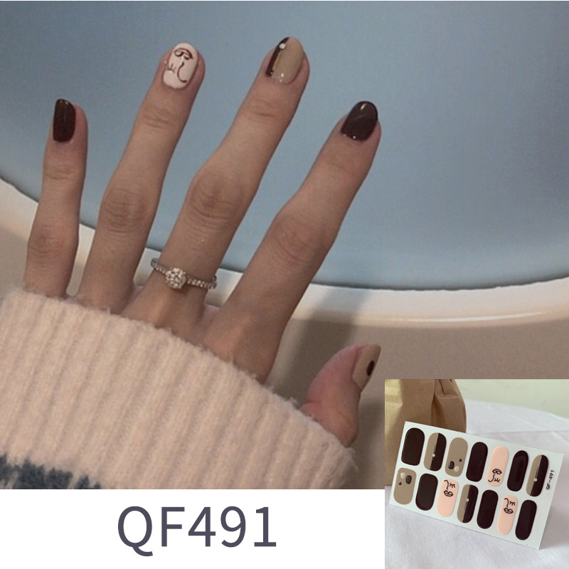 Leopard Nail Sticker Glass Purple Net Red Full Sticker Hipster Nude Color Nail Sticker Waterproof Tearable Nail Sticker