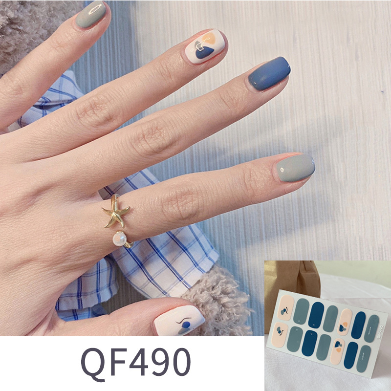 Leopard Nail Sticker Glass Purple Net Red Full Sticker Hipster Nude Color Nail Sticker Waterproof Tearable Nail Sticker