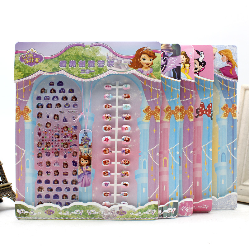 Children&#039;s Princess Nail Beauty Nail Patch Toy Makeup Little Girl Play House Hot Sale DIY Sticker Ornament Set