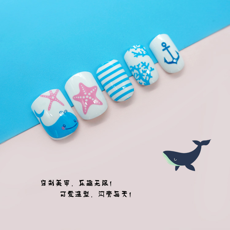 Joyme Finished Nail Beauty 24 Pieces Wear Nail Tip Children's Fake Nails Adhesive Nail Sticker Nail Tips Nail Tip