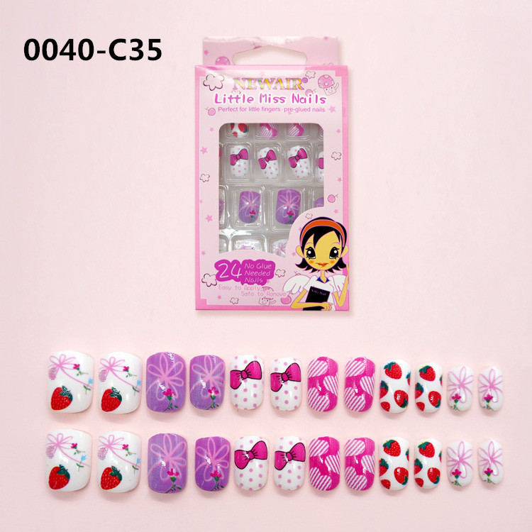Joyme Finished Nail Beauty 24 Pieces Wear Nail Tip Children's Fake Nails Adhesive Nail Sticker Nail Tips Nail Tip