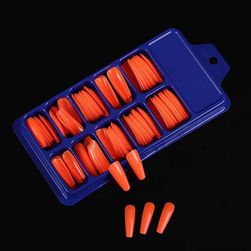 Net Red Candy Solid Color Ballet Armor 100 Pieces Blister Small Blue Box Full Sticker Coffin T Trapezoidal Fake Nail