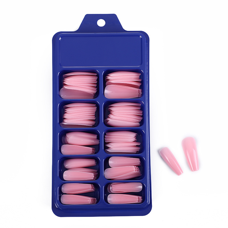 Net Red Candy Solid Color Ballet Armor 100 Pieces Blister Small Blue Box Full Sticker Coffin T Trapezoidal Fake Nail