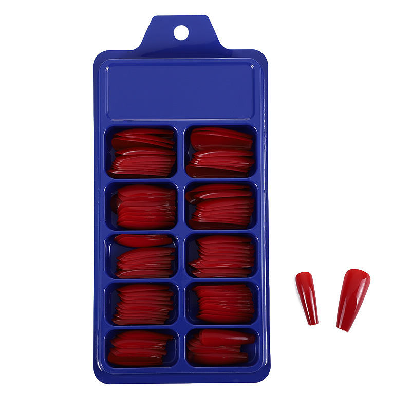 Net Red Candy Solid Color Ballet Armor 100 Pieces Blister Small Blue Box Full Sticker Coffin T Trapezoidal Fake Nail
