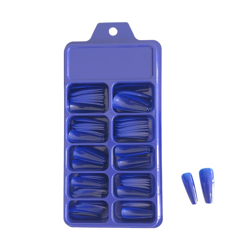 Net Red Candy Solid Color Ballet Armor 100 Pieces Blister Small Blue Box Full Sticker Coffin T Trapezoidal Fake Nail