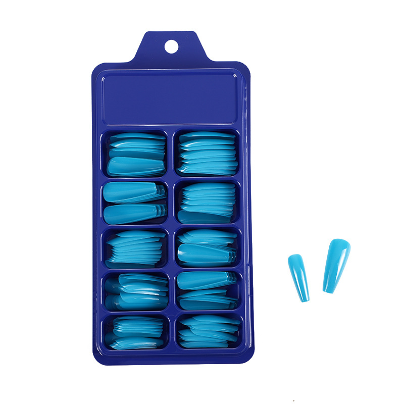 Net Red Candy Solid Color Ballet Armor 100 Pieces Blister Small Blue Box Full Sticker Coffin T Trapezoidal Fake Nail