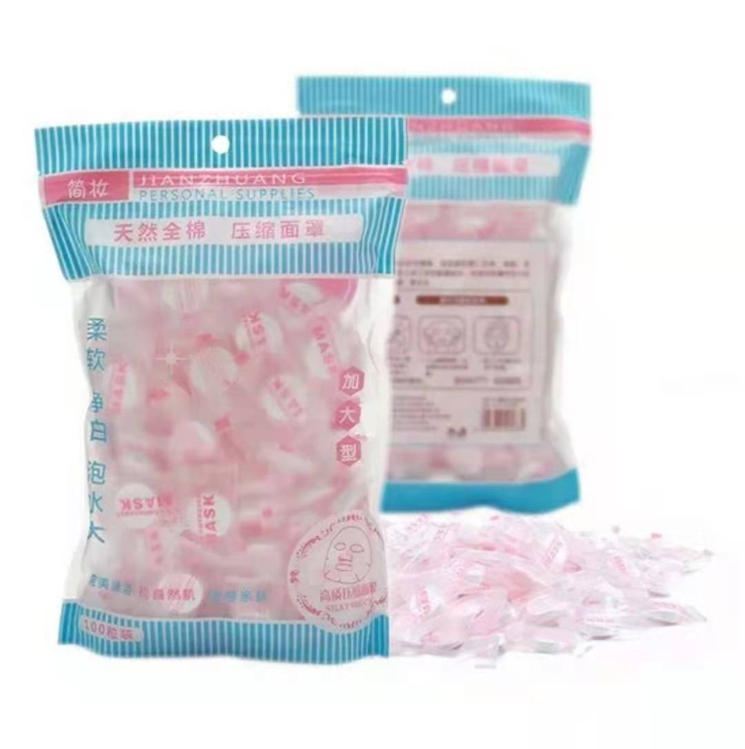 Facial Mask Tissue Ultra-Thin Non-Woven Compressed Cotton Candy Mask 100 PCs Disposable Facial Mask DIY Beauty Tools