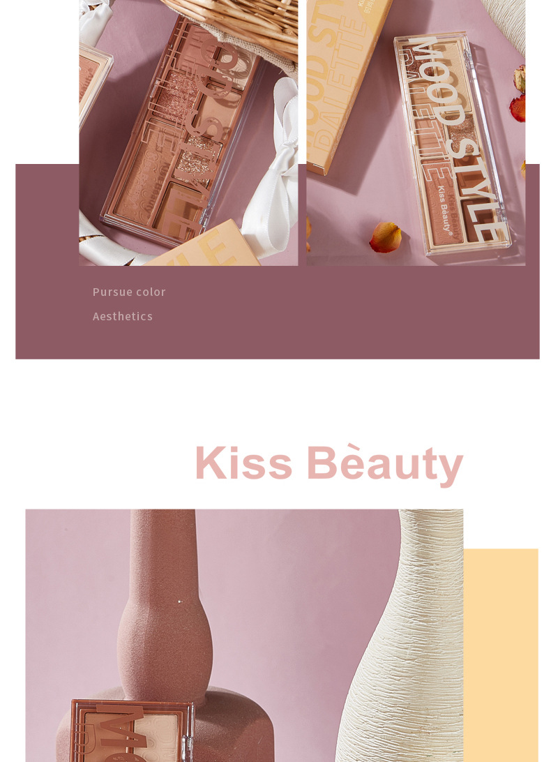 Kiss Beauty Eight-Color Fashion Tone Eye Shadow Plate Portable Small Kit Matte Shimmer Earth Color Niche Net Red