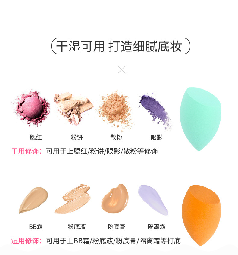Beauty Blender Gourd Puff Water Drop Makeup Egg Cushion Powder Puff Very Soft Non-Latex Wet and Dry Egg Box Kit