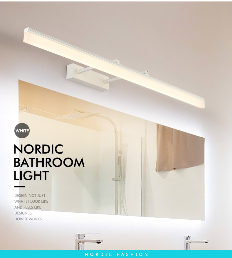 Bathroom Mirror Cabinet Mirror Front Lamp Led Bathroom Makeup Light PunchFree Waterproof Fog Retractable Mirror Lamp