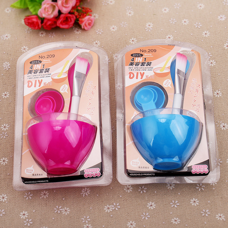 Korean diy beauty mask bowl set of makeup set of four pieces of plastic portable 4 in 1 mask kit wholesale