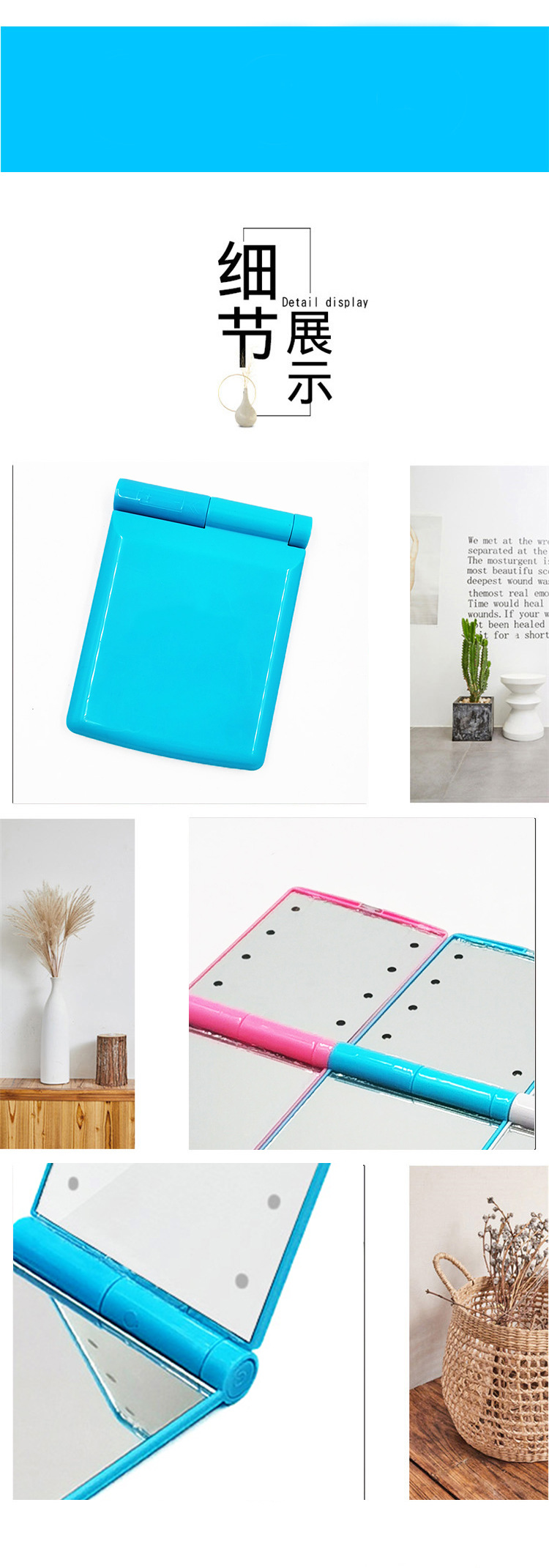 Wholesale Mirror Makeup Mirror Foldable and Convenient Makeup Mirror Students with LED Fill Light Handheld Mirror