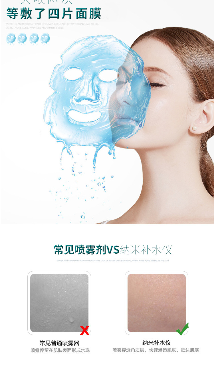 Rechargeable Nano Moisturizing Sprayer Negative Ion Makeup Mirror Face Humidification HandHeld Sprayer Cold Spray