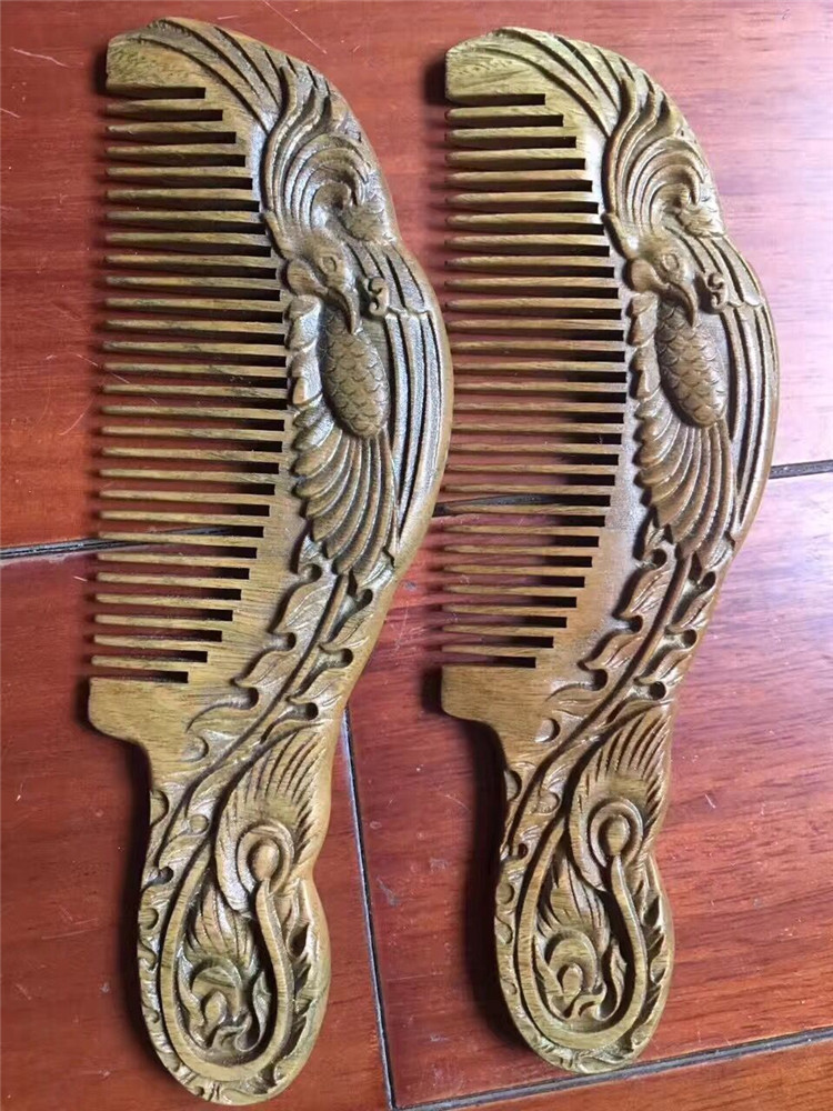 Comb vintage solid wood with handle comb carved hollow wood comb Comb vintage solid wood with handle comb carved hollow wood comb