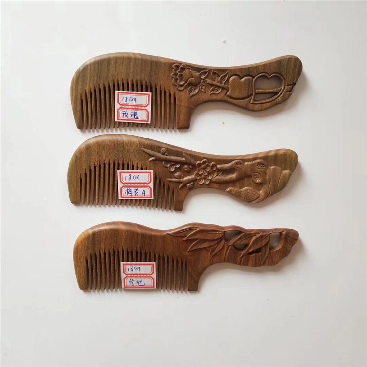 Comb vintage solid wood with handle comb carved hollow wood comb Comb vintage solid wood with handle comb carved hollow wood comb