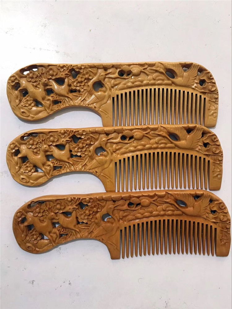 Comb vintage solid wood with handle comb carved hollow wood comb Comb vintage solid wood with handle comb carved hollow wood comb