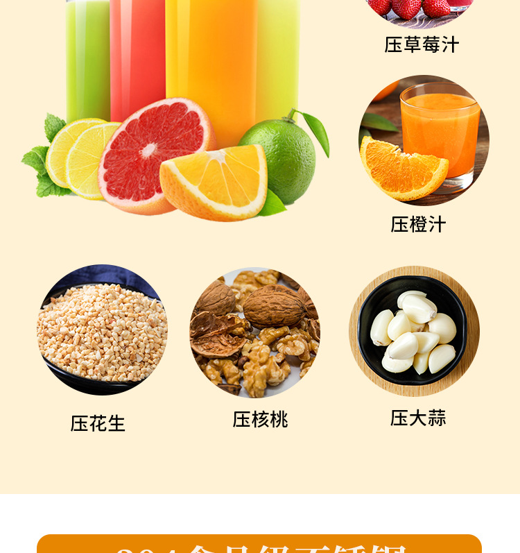 304 Stainless Steel Manual Juicer Orange Juice Squeezing Machine Household Fruit Small Pomegranate Pressed Lemon Juicer