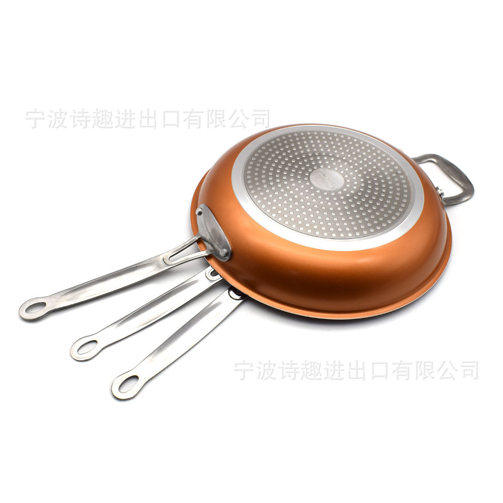 Copper Pan Copper Non-Stick Pan More Sizes round Pan Aluminum Alloy Pressed L Pan Double Bottom Copper Pan Copper Non-Stick Pan More Sizes round Pan Aluminum Alloy Pressed L Pan Double Bottom