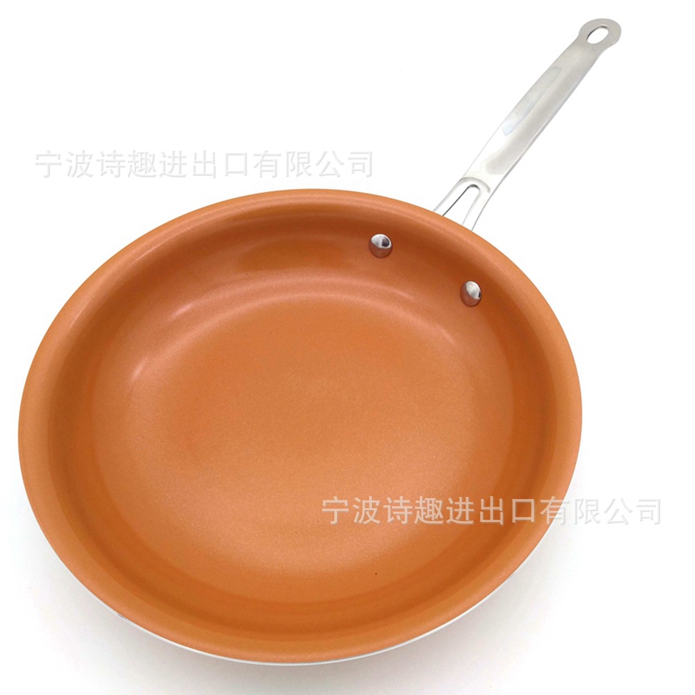 Copper Pan Copper Non-Stick Pan More Sizes round Pan Aluminum Alloy Pressed L Pan Double Bottom Copper Pan Copper Non-Stick Pan More Sizes round Pan Aluminum Alloy Pressed L Pan Double Bottom