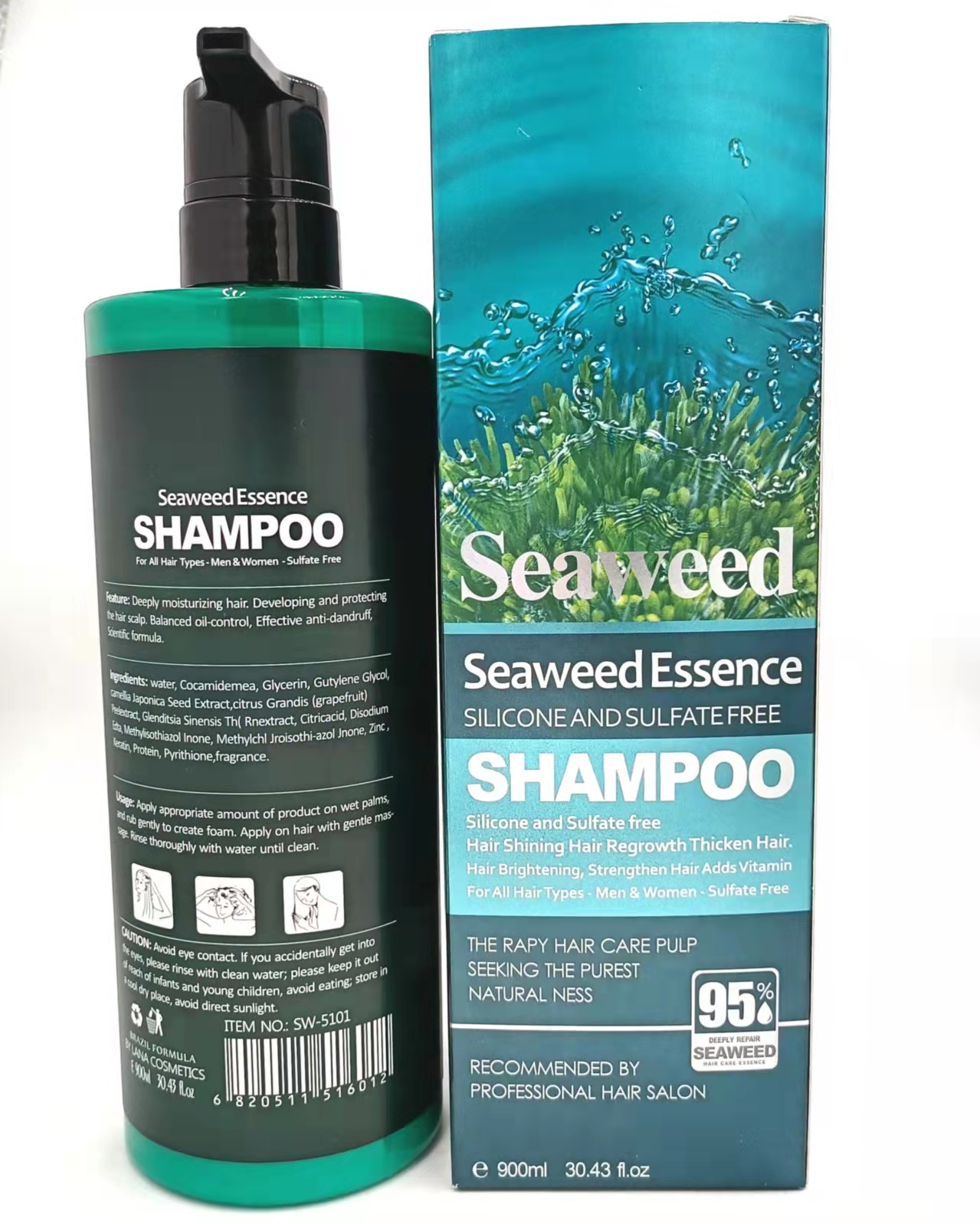 Lana SEAWEED Hair Shampoo Soften hair, remove dandruff, relieve itching and glow 900ml Lana SEAWEED Hair Shampoo Soften hair, remove dandruff, relieve itching and glow 900ml