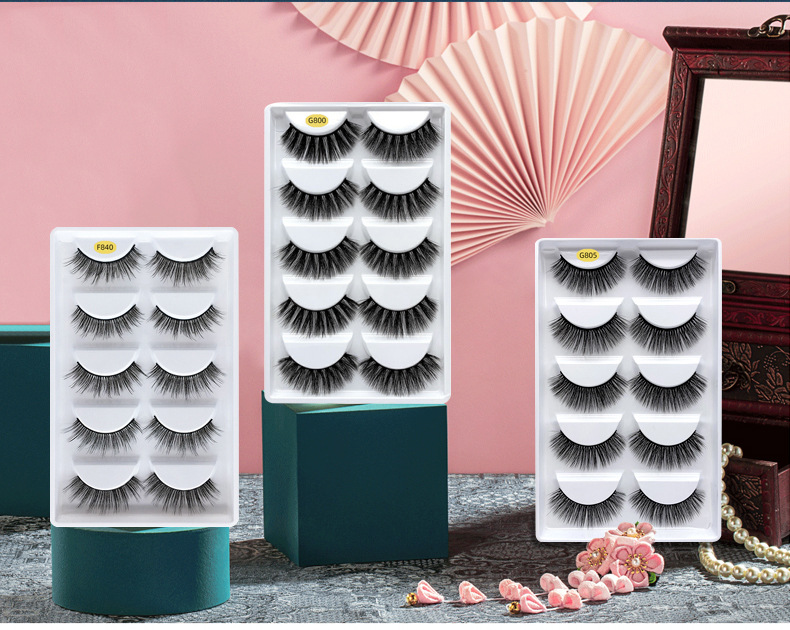 Spot 5 Pairs Mixed Eyelashes 3D Natural Thick Mink-like Eyelash Handmade Simulation G800 False Eyelashes