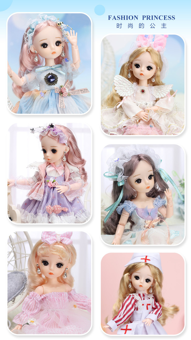 6 Points 30cm Real Eyelashes 12-Inch Barbie Doll Princess Suit Dress-up Clothes Big Gift Box Girl Toy 6 Points 30cm Real Eyelashes 12-Inch Barbie Doll Princess Suit Dress-up Clothes Big Gift Box Girl Toy