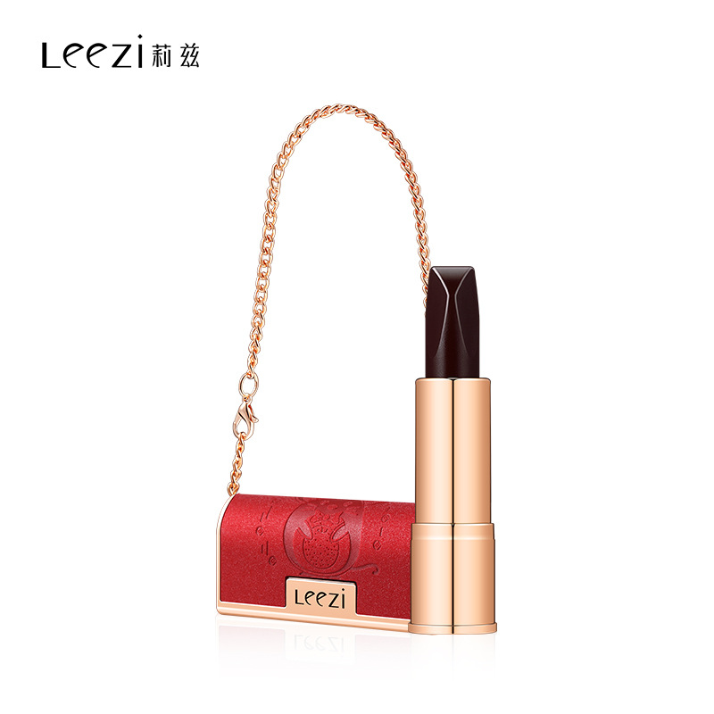 Leezi/Liz 5312 small leather bag lipstick three side three color black rose lipstick moisture easy to color
