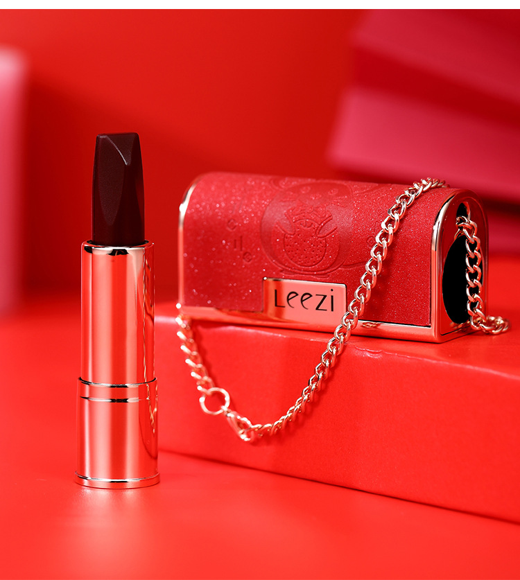 Leezi/Liz 5312 small leather bag lipstick three side three color black rose lipstick moisture easy to color Leezi/Liz 5312 small leather bag lipstick three side three color black rose lipstick moisture easy to color