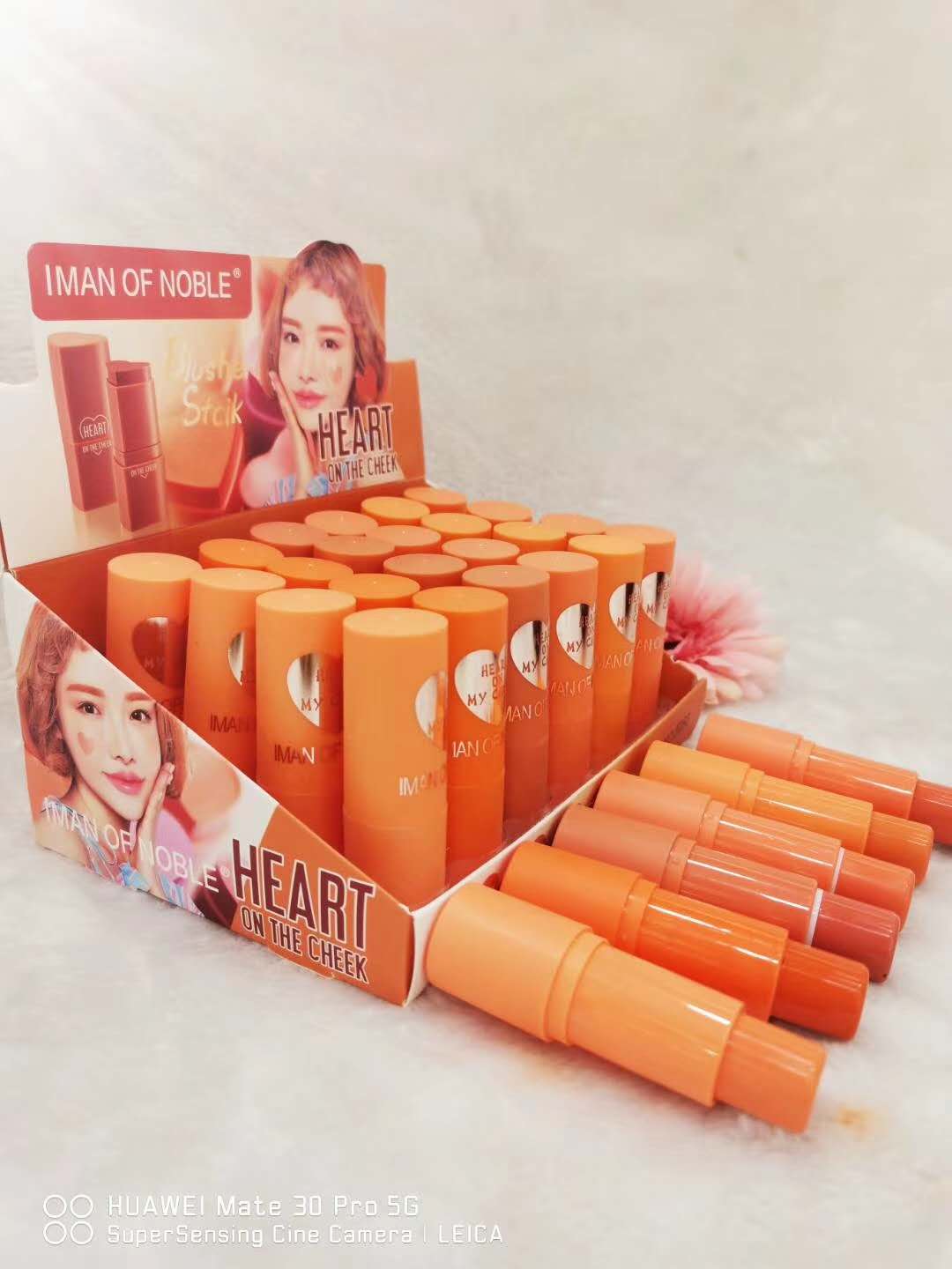 IMAN OF NOBLE brand new orange 6 colors blusher lipstick double with natural lasting makeup