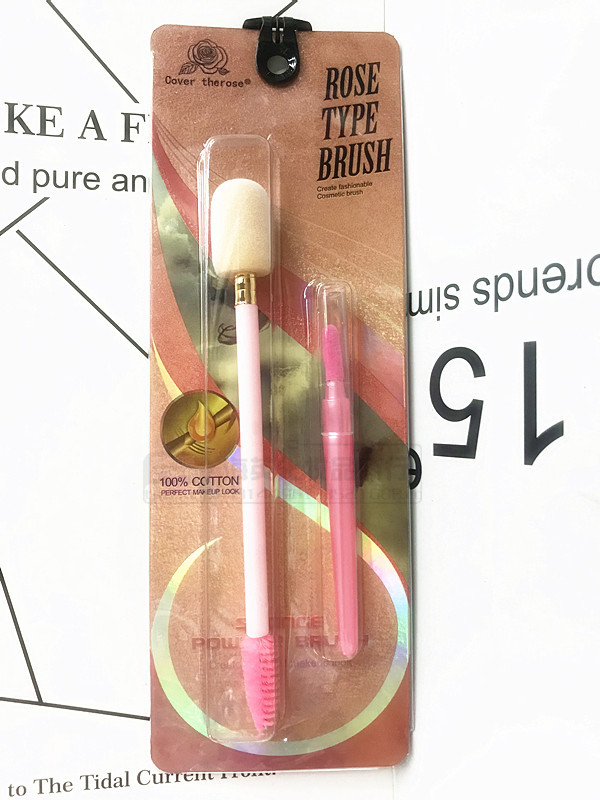 Two new style makeup powder puff + lip brush + eyelash comb eyebrows comb foreign trade domestic sales of three colors Two new style makeup powder puff + lip brush + eyelash comb eyebrows comb foreign trade domestic sales of three colors
