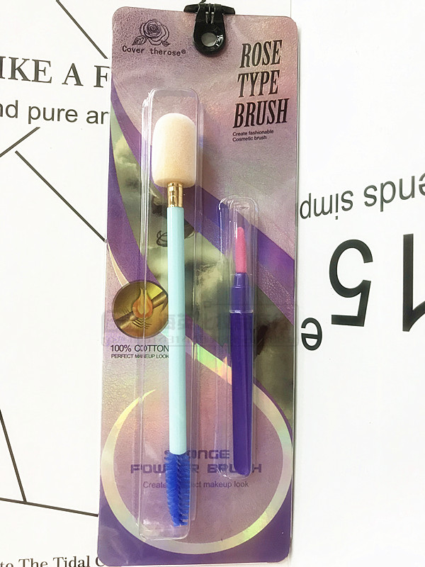 Two new style makeup powder puff + lip brush + eyelash comb eyebrows comb foreign trade domestic sales of three colors Two new style makeup powder puff + lip brush + eyelash comb eyebrows comb foreign trade domestic sales of three colors