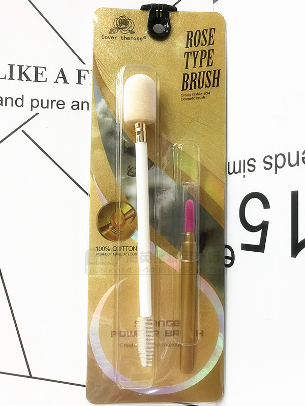 Two new style makeup powder puff + lip brush + eyelash comb eyebrows comb foreign trade domestic sales of three colors Two new style makeup powder puff + lip brush + eyelash comb eyebrows comb foreign trade domestic sales of three colors